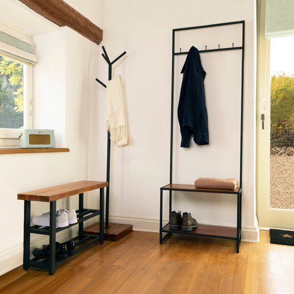 Charnwood Small Coat Rack with Shoe Tidy Brown