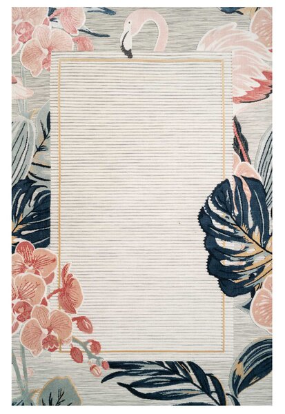 Soft Floral Bordered Indoor Outdoor Rug | Paradise