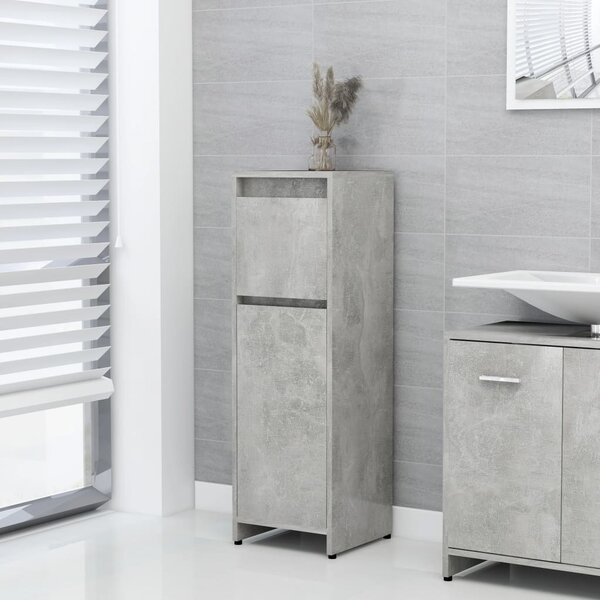 Bathroom Cabinet Concrete Grey 30x30x95 cm Engineered Wood