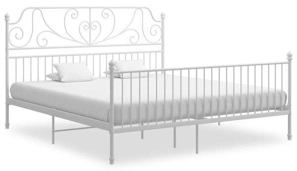 Bed Frame White Metal 180x200 cm Super King