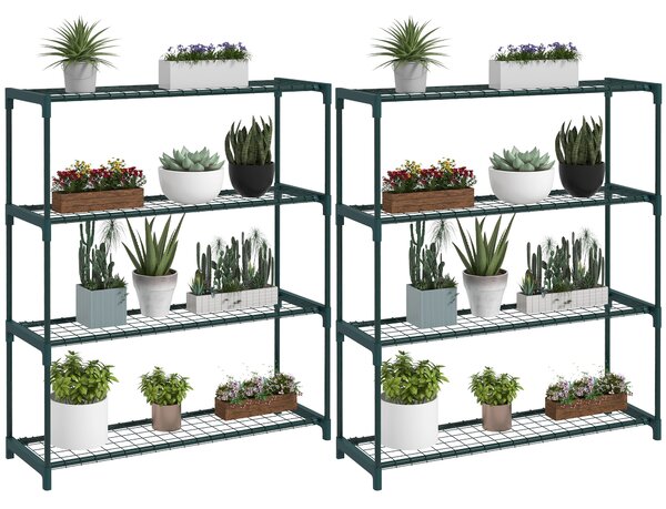Outsunny Four-Tier Steel Plant Shelf - Black