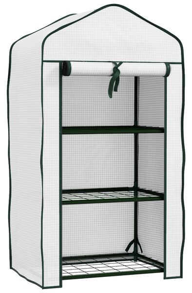 Outsunny Three-Tier Mini Greenhouse - White Aosom UK