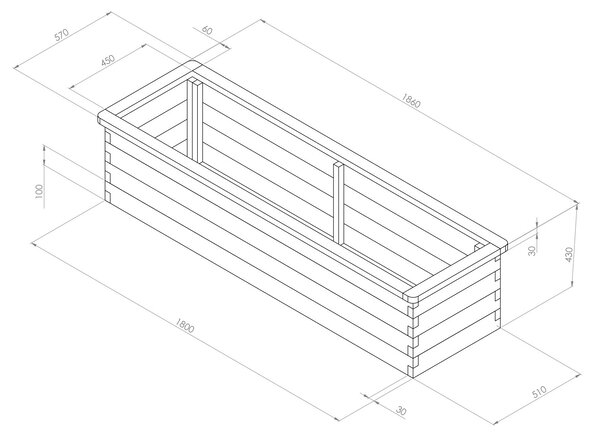 Narrow Sleeper Raised Bed