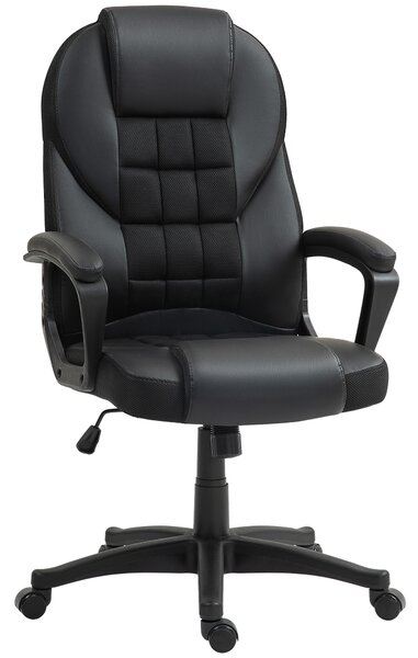 HOMCOM Executive Office Chair, PU Leather High Back Desk Chair, Swivel Computer Chair with Adjustable Height and Tilt Function, Black