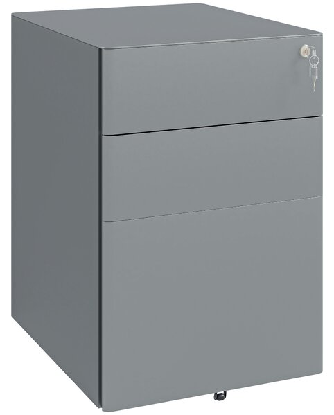 Vinsetto Lockable Cabinet, Rolling Filing Cabinet with 3 Drawers, Steel Office Drawer Unit for A4, Letter, Legal Sized Files Aosom UK