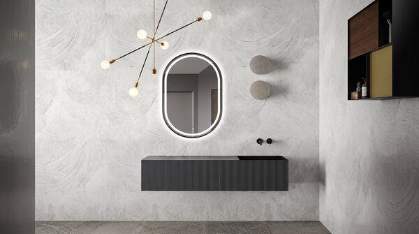 Oval mirror with lighting ECLISSE
