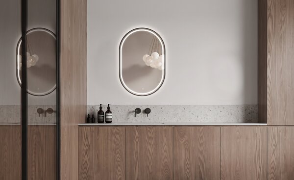 Oval mirror with lighting ECLISSE