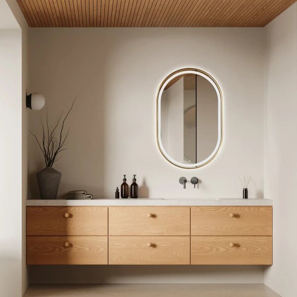 Oval mirror with lighting ECLISSE