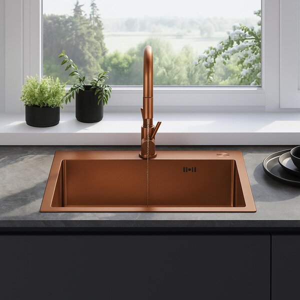 Stainless steel sink Liam BRUSH COPPER
