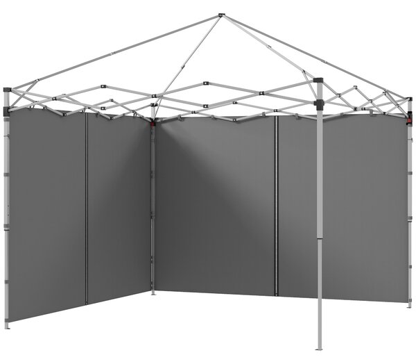 Outsunny Gazebo Side Panels, 2 Pack Sides Replacement, for 3x3(m) or 3x6m Pop Up Gazebo, with Zipped Doors, Light Grey