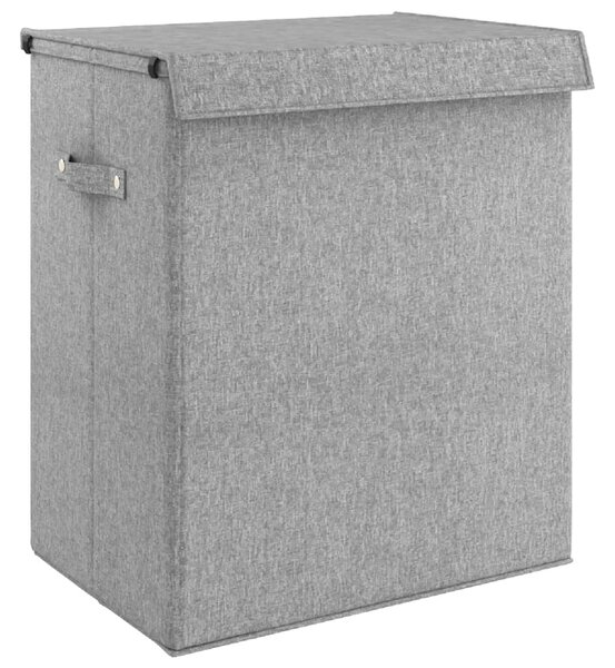 Foldable Laundry Hamper Grey 51x34.5x59 cm Faux Linen Fabric