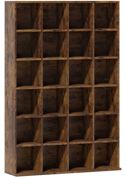 HOMCOM CD Storage Unit with Adjustable Shelves, 89 x 130.5 cm, Rustic Brown