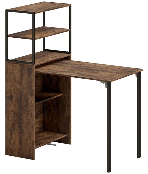 HOMCOM Folding Shelf and Work Table - Brown/Black