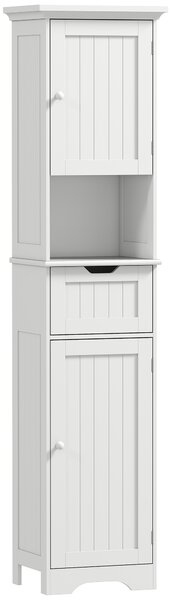 HOMCOM Slim Bathroom Storage Cabinet with Sensor Lights, Space-Saving and Modern Design, White Aosom UK