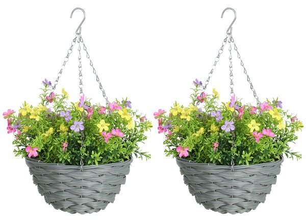 HOMCOM Set of 2 Artificial Hanging Cosmos Flowers - Multi-Colored
