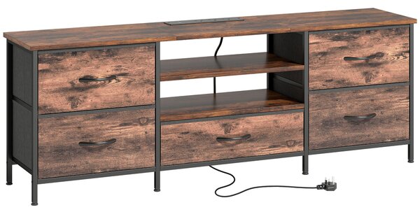 HOMCOM Multi-Storage Industrial TV Stand - Brown/Grey/Black