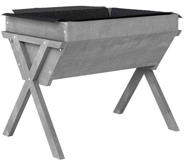 Outsunny Wooden Raised Garden Bed with Bed Liner, Elevated Planter Box with Legs, Light Grey