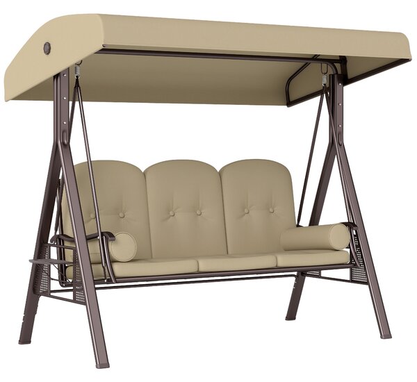 Outsunny Three-Seater Garden Swing Chair - Brown