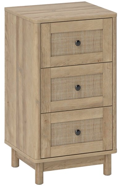 HOMCOM 40 cm Drawer Chest of Drawers with 3 Drawer - Oak