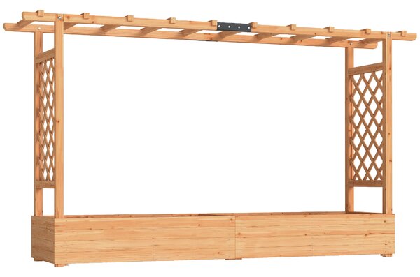Outsunny Raised Planter with Trellis, Wooden Raised Bed for Garden with Hanging Roof and Drainage Holes, Outdoor Planter Box