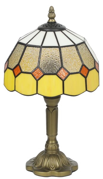HOMCOM Handmade Art Deco Glass Table Lamp - White/Orange