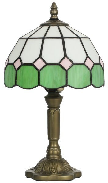 HOMCOM Handmade Art Deco Glass Table Lamp - White/Green