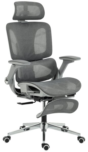 HOMCOM Ergonomic Office Chair, High Back Mesh Desk Chair, Grey