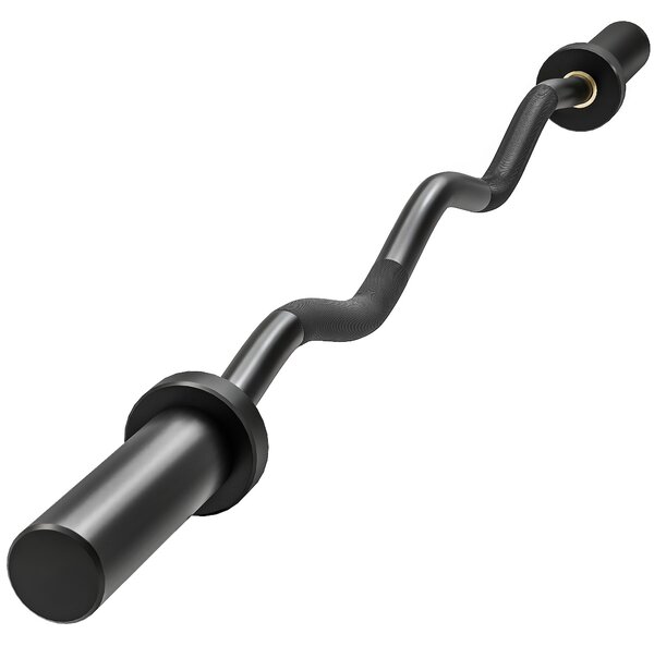 SPORTNOW 4ft Olympic EZ Curl Bar, Barbell Bar for 2" Weight Plates with Non-Slip Hand Grip 120cm