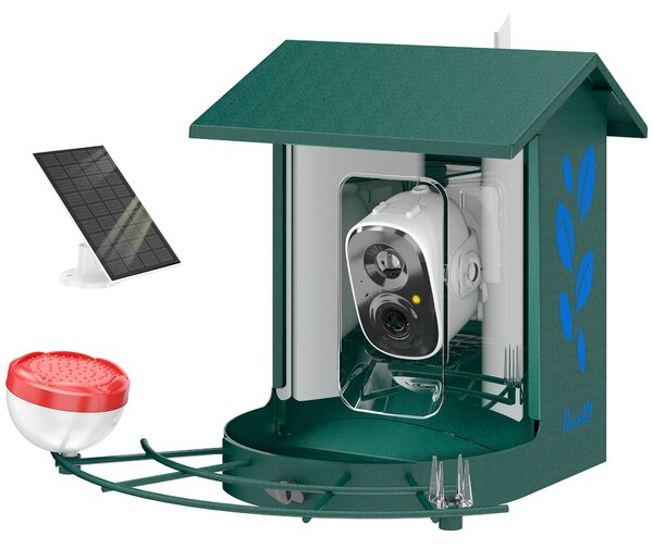 PawHut Smart Bird Feeder Camera 2K HD with AI Identifies 16,000+ Species, 2K HD Auto Capture Video, APP Instant Notifications