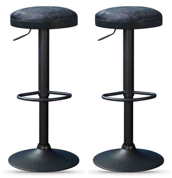 Rexford Charcoal Fabric Gas Lift Stools - Pair