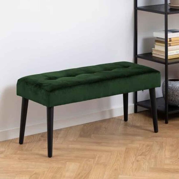 Primm Fabric Dining Bench With Black Legs - Forest Green