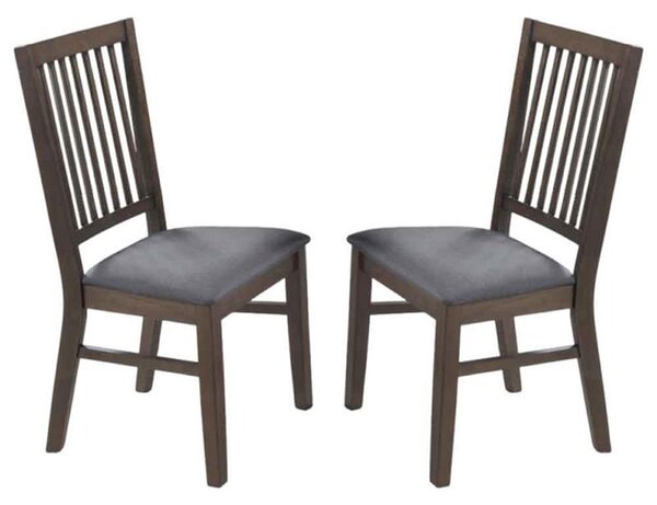 Rochelle Dark Oak Wooden Dining Chairs With Fabric Seat - Pair
