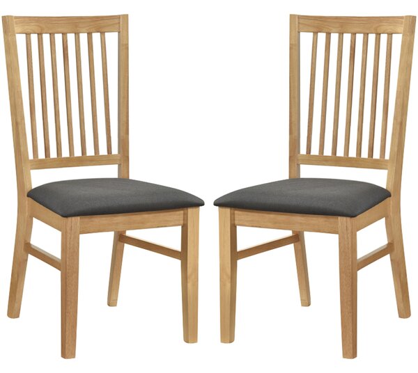 Rochelle Light Oak Wooden Dining Chairs With Fabric Seat - Pair