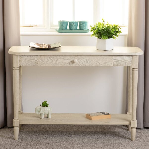 Caneadea Wooden Console Table With 1 Drawer In Antique Cream
