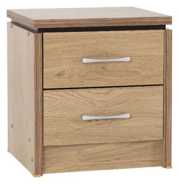 Crieff Wooden Bedside Cabinet With 2 Drawers In Oak And Walnut