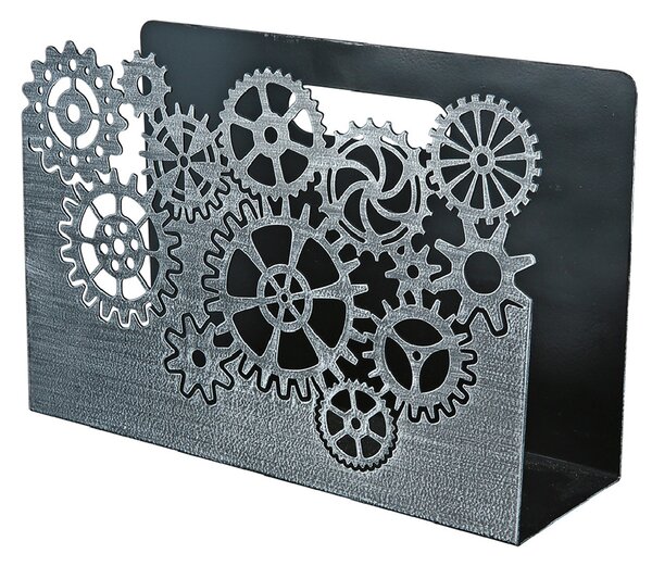 Brooklyn Metal Gear Wheels Magazine Rack - Silver
