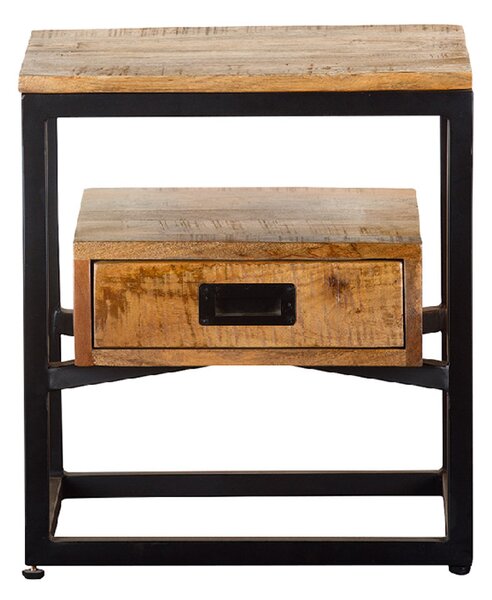 Abbeville Wooden Side Table With 1 Drawer - Oak And Black