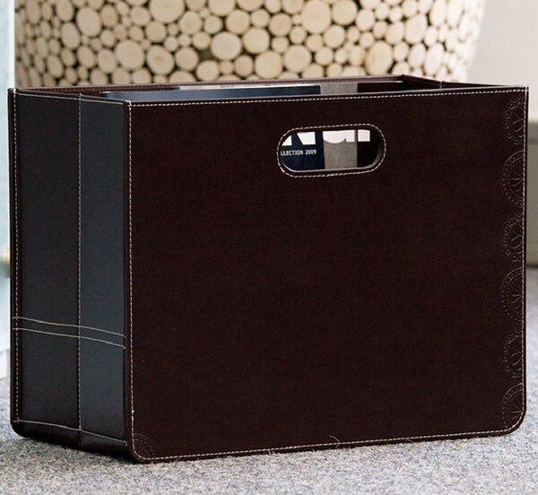 Brooklyn Imitation Leather Magazine Rack - Dark Brown