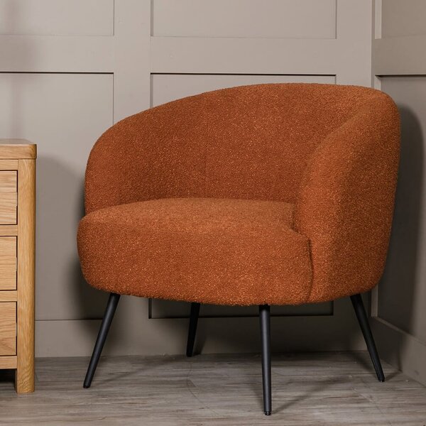 Salisbury Fabric Bedroom Chair With Black Legs In Rust