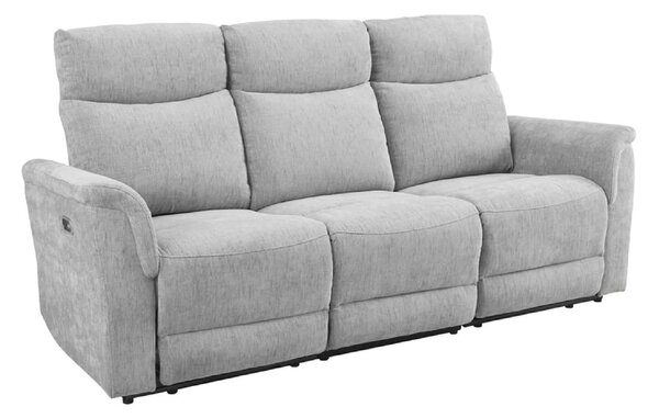 Marinette Fabric 3 Seater Electric Recliner Sofa In Grey