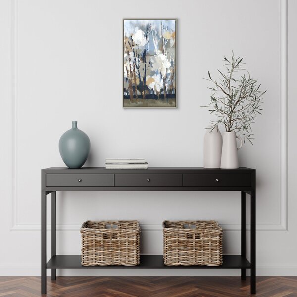 Silversong Birch by A Lera Framed Canvas Brown