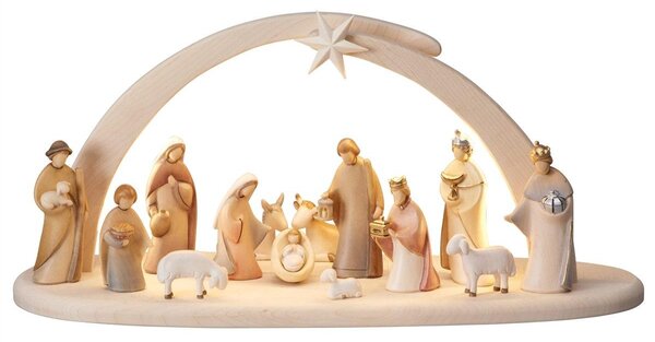 Nativity scene with light Leonardo with 15 figures LE