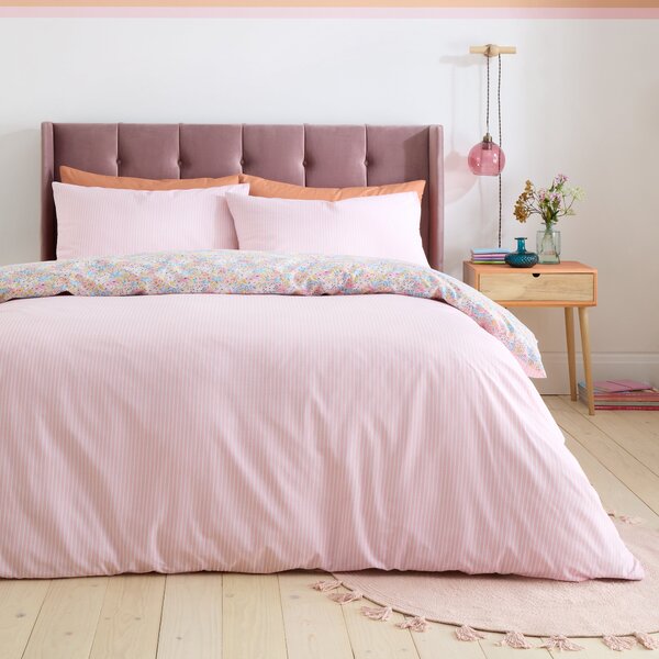 Catherine Lansfield Darcy Floral Reversible Duvet Cover Bedding Set Pink