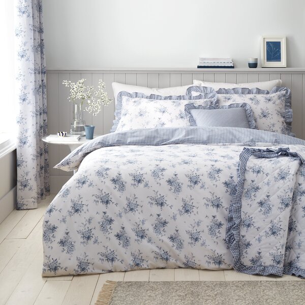 Catherine Lansfield Lucie Floral Reversible Duvet Cover Bedding Set Blue