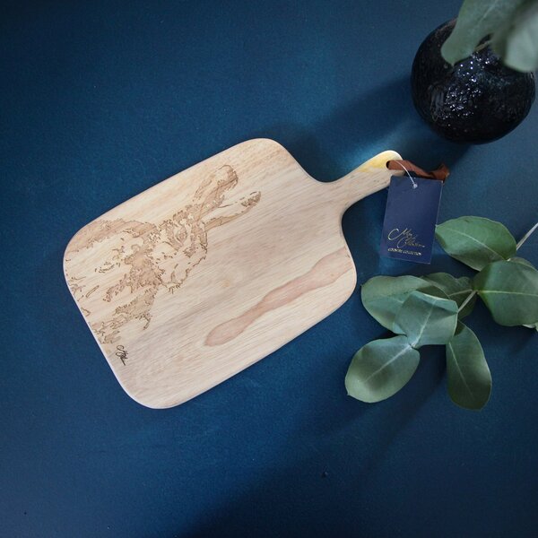 Wooden Hare Engraved Serving Board Brown