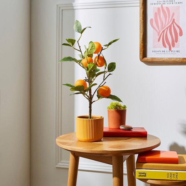 Artificial Orange Tree in Orange Plastic Plant Pot Orange