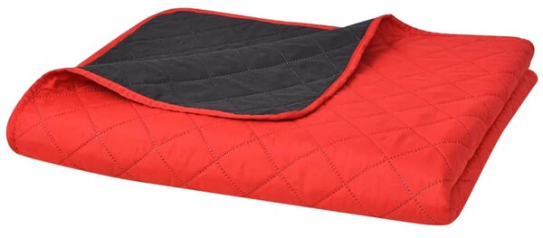 Double-sided Quilted Bedspread Red and Black 170x210 cm