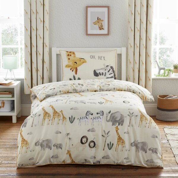 Safari Natural 100% Cotton Single Duvet Cover and Pillowcase Set