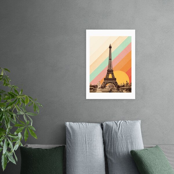 East End Prints Paris Rainbow Print Green/Pink/Orange