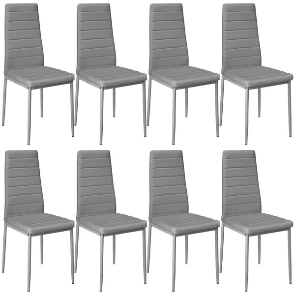 Tectake 404121 faux leather dining chairs | set of 8 - grey